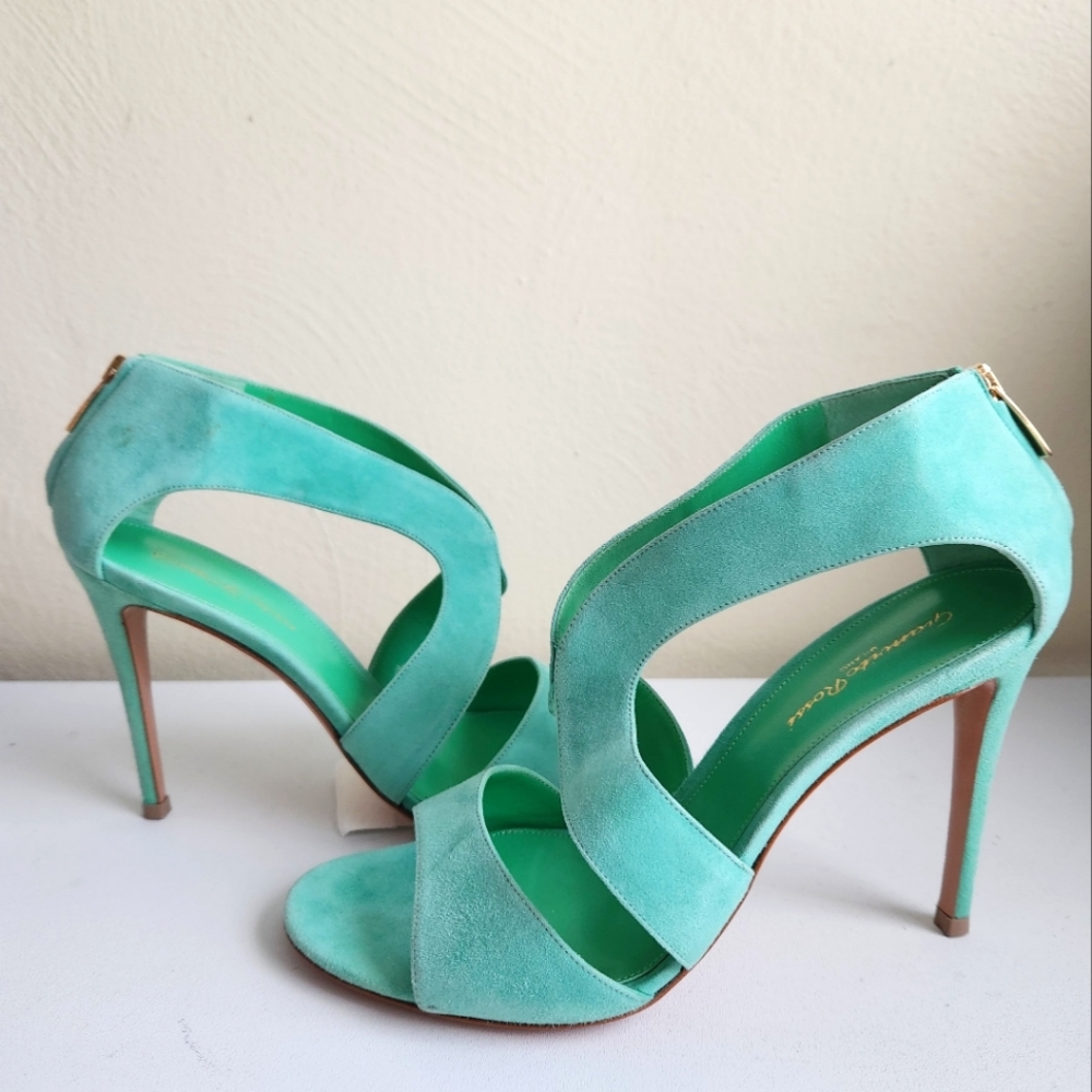 Gianvito Rossi Mint Green Suede High Heel Sandals